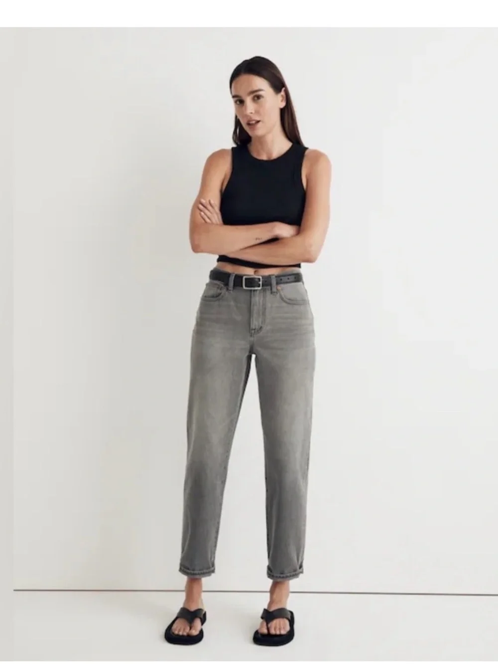 Madewell the slouchy boy jean faded black wash 6/28T
